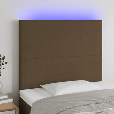 vidaXL - Hoofdbord - LED - 100x5x118/128 - cm - stof - donkerbruin