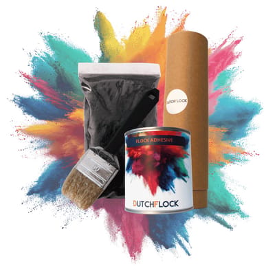Flocking Kit Zwart Small | 100gr. flocking poeder - 250ml flock lijm - applicator - kwast
