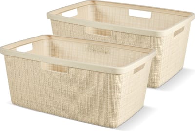 Curver Jute Wasmand 46L - 2 stuks - Gebroken Wit