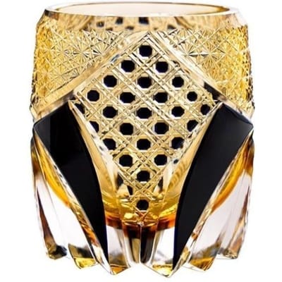 Japanse Zwarte Krijger Pantser Edo Kiriko Whiskyrotsglas Amber Kristallen Whiskybeker High-End Wijnglas Handgesneden Brandy Snifter 220ml black