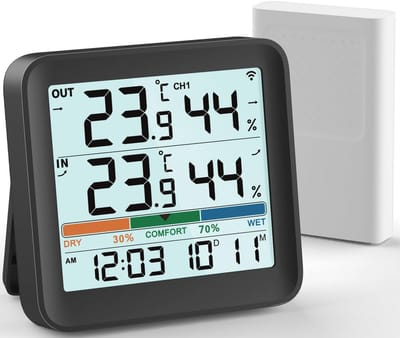 Digitale Thermometer en Hygrometer met LCD Achtergrondverlichting voor Binnen en Buiten