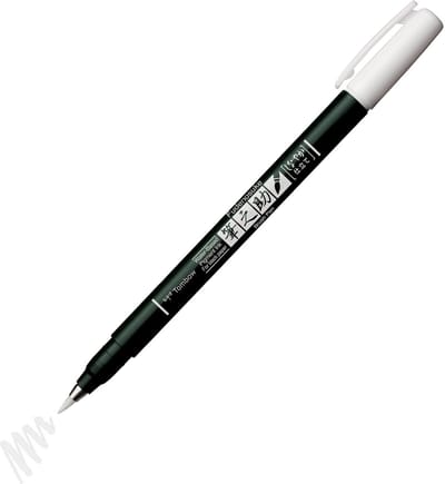 Tombow Fudenosuke - Brush Pen Soft - Wit - Voor Zwart Papier