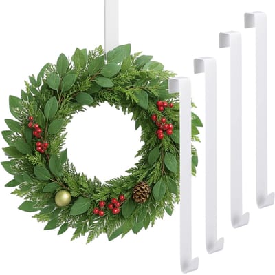 Dailygoods- Raamhaken Set - Decoratiehaken voor Deurkransen - Voor Standaard Ramen/Deuren - Zonder Boren/Lijmen - Gepoederd Coating - 30 cm Lang (4 Stuks)