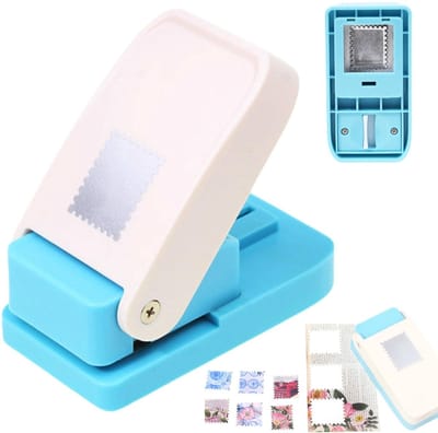 Dailygoods- Perforator Draagbaar - Postzegelvorm - Handmatige Pons - Knutselpapier - Scrapbookpapier - Hoogwaardig Metaal/Kunststof - Afmetingen 2,6 x 2,1 cm - Stansmachine