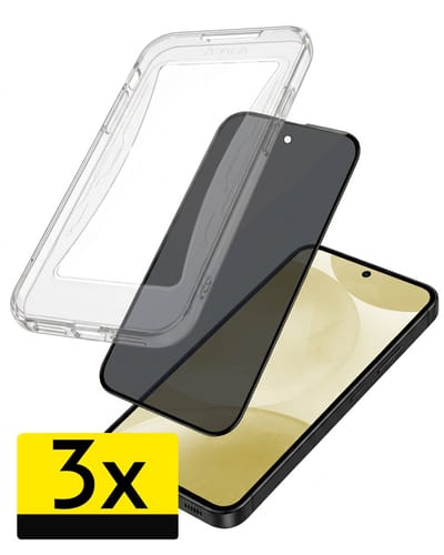 Anti-Spy Screenprotector - Geschikt voor Samsung Galaxy S24 - 3 Stuks - Met Installatie Kit - Flexibel Glas - Privacy Beschermglas - Tempered Glass - Screen Protector