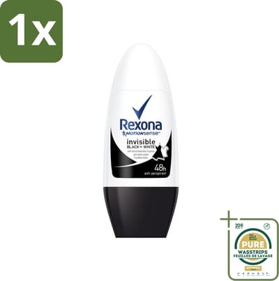 1 x Rexona - Invisible Black & White - Deo Roller - Anti-transpirant - 50 ml- Deodorant - Anti-transpirant - Vlekkenvoorkomend - 48 Uur Bescherming - Roll-on Deodorant