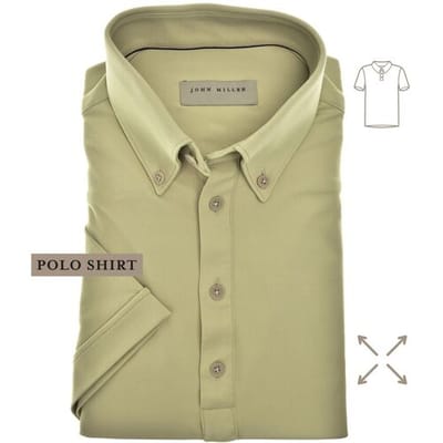 John Miller Polo Short Sleeve Button-Down Hyperstretch Licht Groen / male