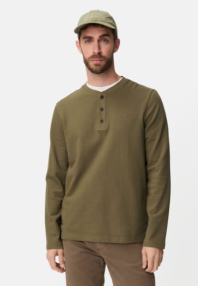 camel active Henleyshirt met knoopsluiting - Maat menswear-5XL - Olijfgroen