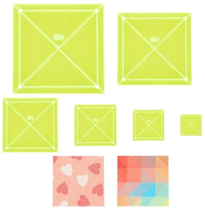 Dailygoods- Quiltsjablonen Set 6 Stuks - Acryl Sjablonen 1-6 Inch - Groen/Geel - Lichtgewicht/Duurzaam - Precisie Gereedschap - Voor DIY Quilten - Quilttemplates