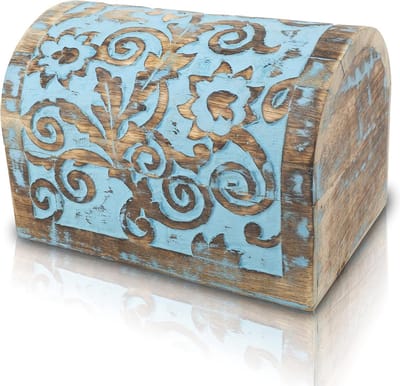 Handgemaakte Decoratieve Houten Sieraden Doos - Grote Verjaardagscadeau Ideeën - Sieraden Organizer Keepsake Box - Schat Borst Snuisterijhouder - Horloge Doos Opbergdoos - 22 x 15 cm - Huiswarming Geschenken Mannen Vrouwen
