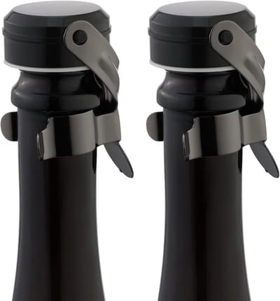 SnelShoppen - Champagne Stoppers en Wijn Stoppers Set van 2 - RVS, Herbruikbaar, Lekvrij en Versheidsbehoudend voor Prosecco, Cava, Mousserende Wijnen