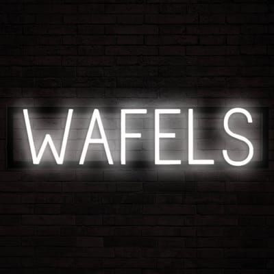 WAFELS - Lichtreclame Neon LED bord verlicht | SpellBrite | 64,14 x 16 cm | 6 Dimstanden & 8 Lichtanimaties | Reclamebord neon verlichting