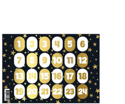 24 Stickers - nummer kraammand - aftellen - sluitsticker - A5 Stickervel Advent kalender 1-24 ovaal