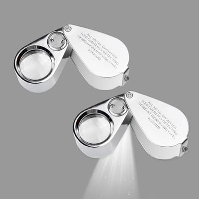 Verlichte Juweliersloep - Metalen Vergrootglas - Details Bekijken - Dubbele LED UV - 40x Vergroting - Zilver