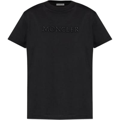 Moncler Logo Ronde Hals Korte Mouw T-shirt Dames t-shirts Zwart K2-093-8C00012-89AUO-999 S black