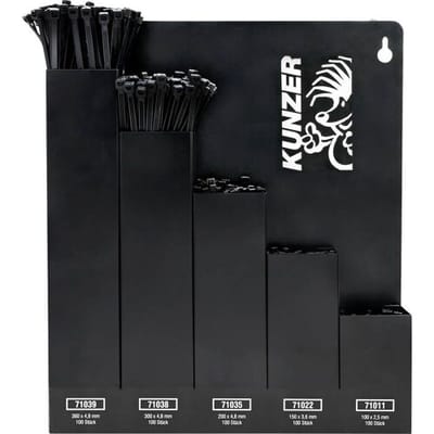 Kunzer 7KBS500 Assortiment kabelbinders 100 mm, 150 mm, 200 mm, 300 mm, 360 mm Zwart 500 stuk(s)