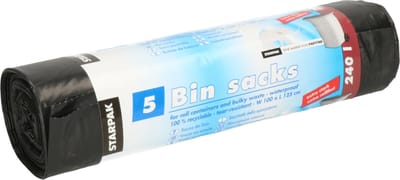 Papstar afvalzakken / vuilniszakken XXL - 240 liter - 5x stuks - extra stevig - containerzakken