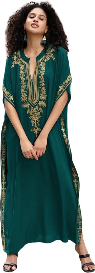 Nivard Islamitische Kleding - Djellaba Dames - Moslim Kleding - Arabisch Dames Kaftan - Alhamdulillah - Donkergroen