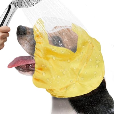 Daity Verstelbare douchemuts, waterdicht, met oor- en oogbescherming, zichtbare douchemuts voor honden (geel)