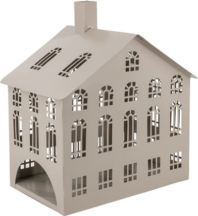 Metalen windlicht huis sand