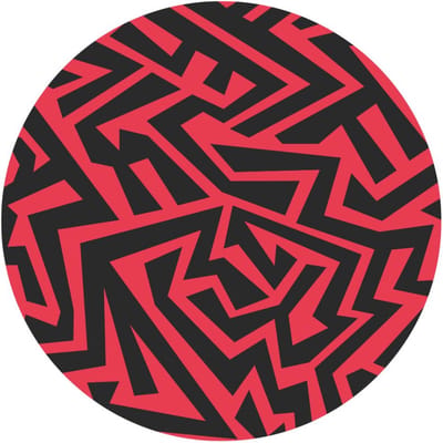 Indoorart - Muurcirkel Zwart Rood Patroon Forex 30 cm - Wanddecoratie - Afbeelding op Forex - Inclusief ophangplaat
