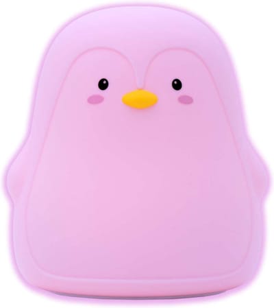 Intirilife nachtlampje voor kinderen met 7 kleuren - Roze pinguïn - 11,5 x 11 x 13 cm - Schattige nachtlamp decoratie gemaakt van siliconen Oplaadbaar met kabel Nachtlampje cadeau