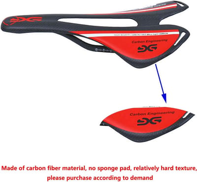 Fietszadel Koolstofvezel - Racefiets MTB Zadel - Lange Afstanden Fietsen - Ultralicht Hol Ontwerp - 27 x 143 cm - Rood