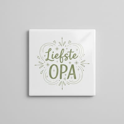 Liefste Opa Keramische Tegel – Elegant Hart & Blad Design – Decoratieve Wandtegel 15×15 cm