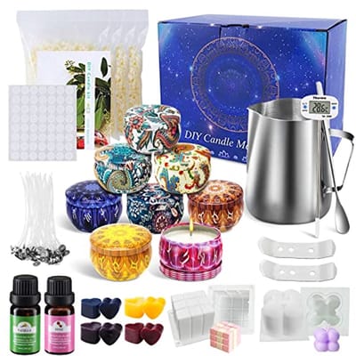 Zelf Kaarsen Maken: Compleet Set met 8 Potten, 80 Waslonten en Accessoires