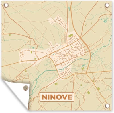 Tuin poster Ninove - Kaart - België - Stadskaart - Plattegrond - 200x200 cm - Tuindoek