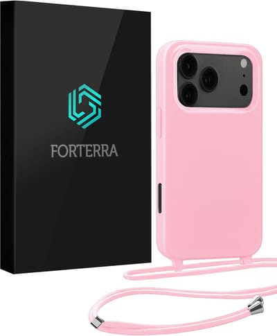Hoesje Geschikt voor iPhone 17 Pro Case Siliconen Hoes Met Koord - Hoes Geschikt voor iPhone 17 Pro Met Telefoonkoord Hoesje Backcover - Lichtroze