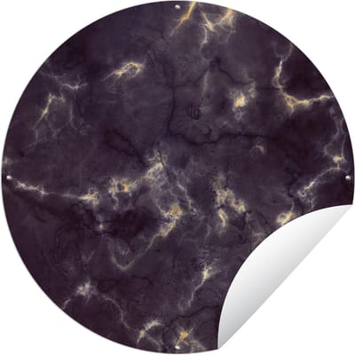 Tuincirkel Goud - Edelstenen - Agaat steen - Geode - 60x60 cm - Ronde Tuinposter - Buiten
