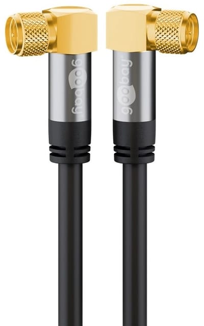 Goobay F (m) - F (m) coaxkabel | 135 dB | koper | haaks | verguld | zwart | 1 meter