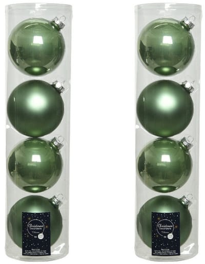 Decoris kerstballen - 8x st - salie groen - D10 cm - glas - kerstversiering