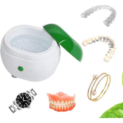 Nigf Automatische Kunstgebit Reinigingsdoosje Draagbare Beugel Reiniger Met Filter Reinig Kunstgebitten Zonder Moeite groen