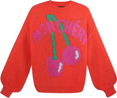 Oversized Nylon Trui met 'Mon Cheri' Kers Grafiek - Maat S/M