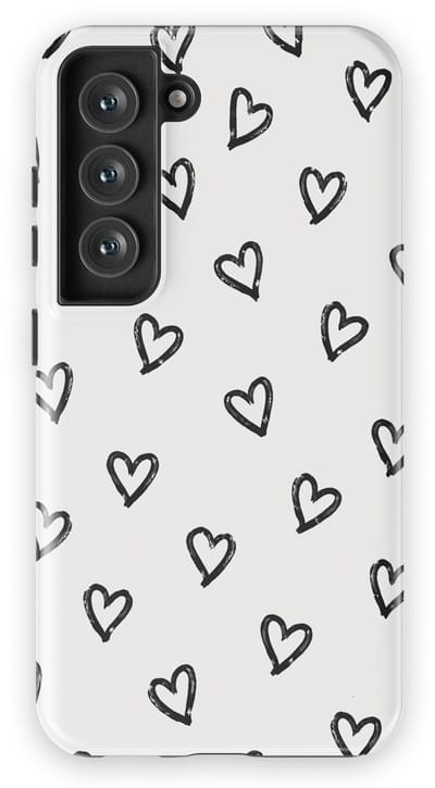 Tough Hoesje met Hartjes Samsung Galaxy S23 | Little Love Tough Case Geschikt voor Mag | Hartjes Print Backcover Samsung Galaxy S23 Mono Hearts