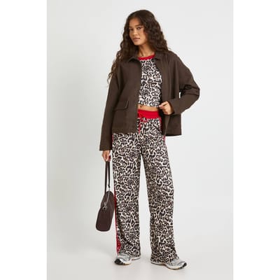 boohoo Dames Luipaardprint Crop Top en Broek Set met Biesdetail | Red | Maat: XS
