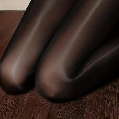 1 Stuk Grote Maat Basic Panty, Dames Grote Maat Effen Hoge Taille Gladmakende Olie Glanzende Skinny Kousen One Size black