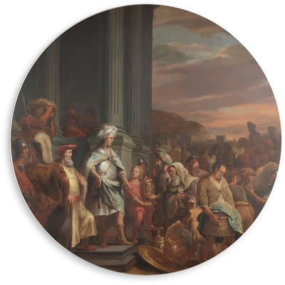 KuijsFotoprint - Schilderij - Oude Meesters Cyrus Overhandigt Schat Uit Jeruzalem. Ferdinand Bol - Groen, Bruin En Rood - 80 X 80 Cm