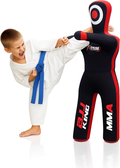 Worsteltraining Dummy voor Kinderen - Optimale Trainingspartner voor Jiu Jitsu, BJJ, MMA, Judo en Karate - Ontketen je Potentieel (Zwart, 1,2 m)