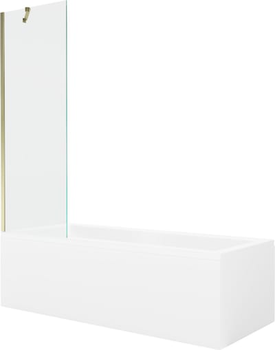 Mexen Cubik rechthoekig bad 170 x 70 met ombouw en 1-vleugelige scherm 60 , transparant, goud - 550317070X9506000050