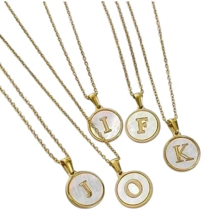 Aramat Jewels | Halskettingen | Unieke Initiaal Ketting - Schelp Goudkleurig 45cm | W | |1,5mm | Staal | Volwassenen | Verkleurd niet