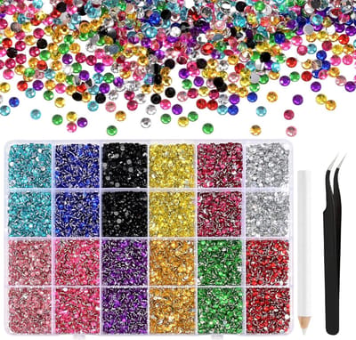 36000 stuks hars steentjes 2-6 mm platte achterkant ronde strass steentjes geschikt voor nail art gezicht schilderen kleding en andere handgemaakte doe-het-zelf (veelkleurig)