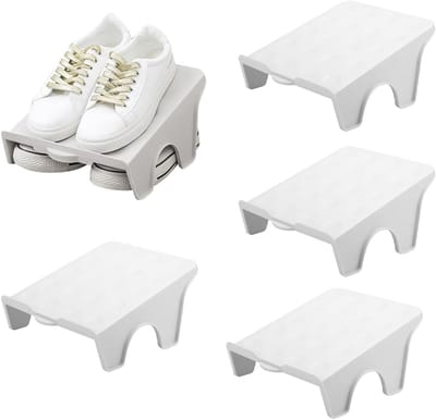 Famanu - Schoensleuven, organizer, 4 stuks, schoenorganizer, antislip, schoenorganizer, ruimtebesparend, voor kastrek, opbergsystemen van schoenen, compatibel met thuis