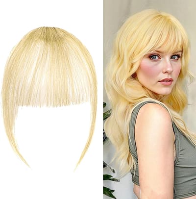 Natuurlijke Clip-In Pony | Haarextensions voor Vrouwen en Meisjes | Gemakkelijk te Bevestigen Pony voor Dagelijks Gebruik (Licht Goud)