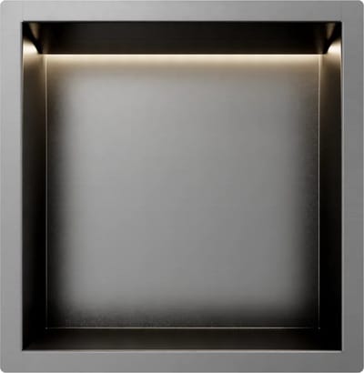 Gun Metal RVS Inbouwnis 30x30x10cm met RGB verlichting