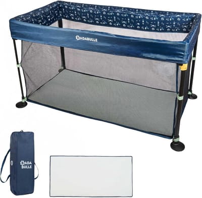 Reisbed Baby - Babybedje Kamperen - Snel Opzetten - 2-in-1 Speelbox - Compact Opvouwbaar - Blauw
