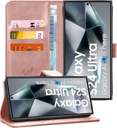Hoesje geschikt voor Samsung Galaxy S24 Ultra - Portemonnee Book Case Rosegoud