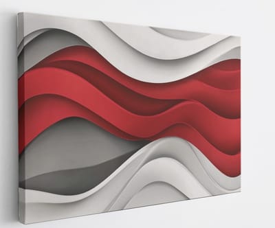 Saammp Canvas Schilderij - Rood wit Horizontaal - Abstract - 45x30 - Foto op canvas - Wanddecoratie - Muurdecoratie Woonkamer - Slaapkamer decoratie - Canvas Print